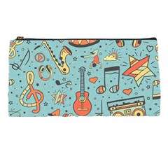 Seamless-pattern-musical-instruments-notes-headphones-player Pencil Case by Vaneshart