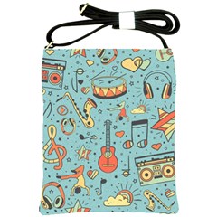 Seamless-pattern-musical-instruments-notes-headphones-player Shoulder Sling Bag by Vaneshart