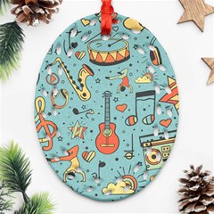 Seamless-pattern-musical-instruments-notes-headphones-player Oval Filigree Ornament (two Sides) by Vaneshart