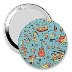 Seamless-pattern-musical-instruments-notes-headphones-player 3  Handbag Mirrors by Vaneshart