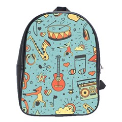 Seamless-pattern-musical-instruments-notes-headphones-player School Bag (xl) by Vaneshart