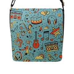 Seamless-pattern-musical-instruments-notes-headphones-player Flap Closure Messenger Bag (l) by Vaneshart