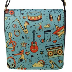 Seamless-pattern-musical-instruments-notes-headphones-player Flap Closure Messenger Bag (s) by Vaneshart