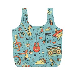 Seamless-pattern-musical-instruments-notes-headphones-player Full Print Recycle Bag (m) by Vaneshart