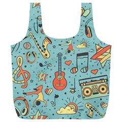 Seamless-pattern-musical-instruments-notes-headphones-player Full Print Recycle Bag (xl) by Vaneshart