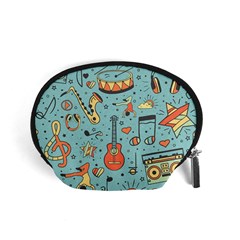 Seamless-pattern-musical-instruments-notes-headphones-player Accessory Pouch (small) by Vaneshart