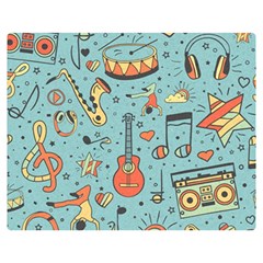 Seamless-pattern-musical-instruments-notes-headphones-player Double Sided Flano Blanket (medium)  by Vaneshart