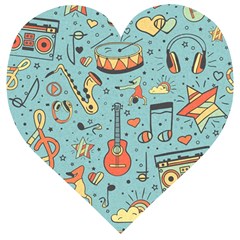 Seamless-pattern-musical-instruments-notes-headphones-player Wooden Puzzle Heart by Vaneshart