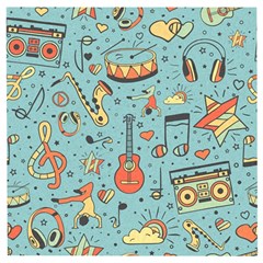 Seamless-pattern-musical-instruments-notes-headphones-player Wooden Puzzle Square by Vaneshart