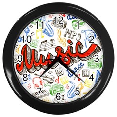 Music-color-elements Wall Clock (black) by Vaneshart