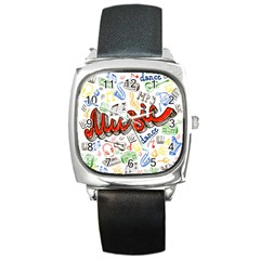 Music-color-elements Square Metal Watch by Vaneshart