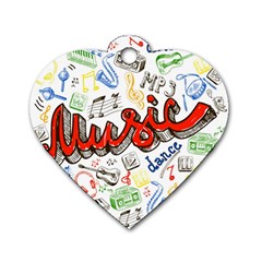 Music-color-elements Dog Tag Heart (one Side) by Vaneshart