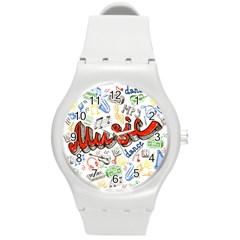 Music-color-elements Round Plastic Sport Watch (m) by Vaneshart