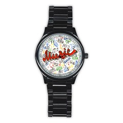 Music-color-elements Stainless Steel Round Watch by Vaneshart