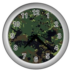 Military Background Grunge-style Wall Clock (silver) by Vaneshart