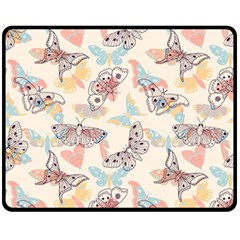 Pattern-with-hand-drawn-butterflies Fleece Blanket (medium)  by Vaneshart