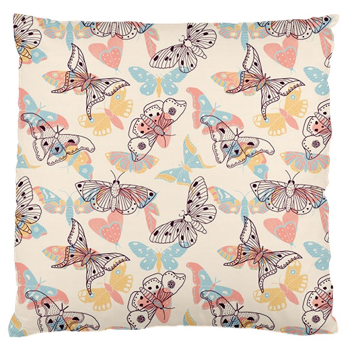 Pattern-with-hand-drawn-butterflies Large Cushion Case (One Side)