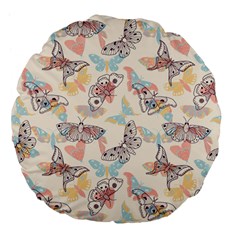 Pattern-with-hand-drawn-butterflies Large 18  Premium Flano Round Cushions by Vaneshart