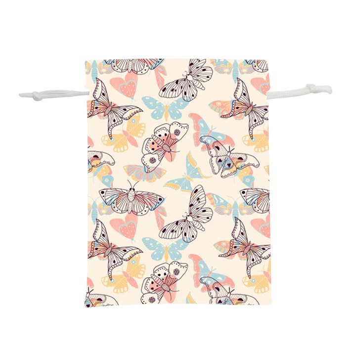 Pattern-with-hand-drawn-butterflies Lightweight Drawstring Pouch (M)