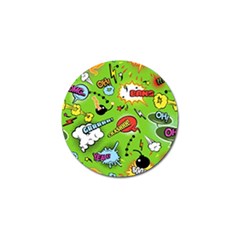 Modern-comics-background-pattern-with-bombs-lightening-jagged-clouds-speech-bubbles Golf Ball Marker by Vaneshart