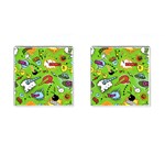 Modern-comics-background-pattern-with-bombs-lightening-jagged-clouds-speech-bubbles Cufflinks (Square) Front(Pair)