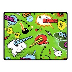 Modern-comics-background-pattern-with-bombs-lightening-jagged-clouds-speech-bubbles Fleece Blanket (small) by Vaneshart