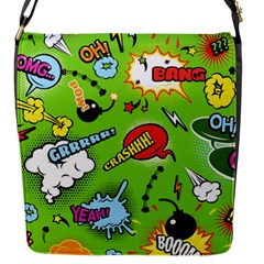 Modern-comics-background-pattern-with-bombs-lightening-jagged-clouds-speech-bubbles Flap Closure Messenger Bag (s) by Vaneshart