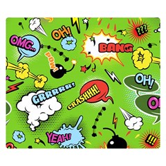 Modern-comics-background-pattern-with-bombs-lightening-jagged-clouds-speech-bubbles Double Sided Flano Blanket (small)  by Vaneshart