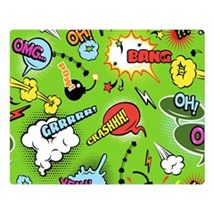 Modern-comics-background-pattern-with-bombs-lightening-jagged-clouds-speech-bubbles Double Sided Flano Blanket (large)  by Vaneshart