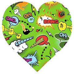 Modern-comics-background-pattern-with-bombs-lightening-jagged-clouds-speech-bubbles Wooden Puzzle Heart by Vaneshart