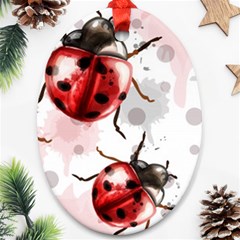 Ladybugs-pattern-texture-watercolor Ornament (oval) by Vaneshart