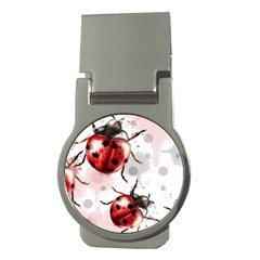 Ladybugs-pattern-texture-watercolor Money Clips (round)  by Vaneshart