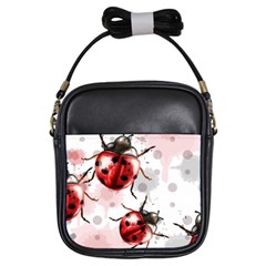 Ladybugs-pattern-texture-watercolor Girls Sling Bag by Vaneshart