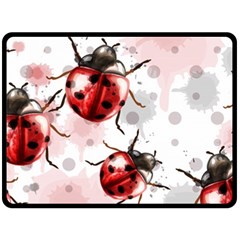 Ladybugs-pattern-texture-watercolor Fleece Blanket (large)  by Vaneshart