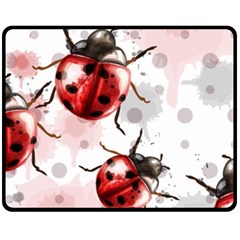 Ladybugs-pattern-texture-watercolor Fleece Blanket (medium)  by Vaneshart