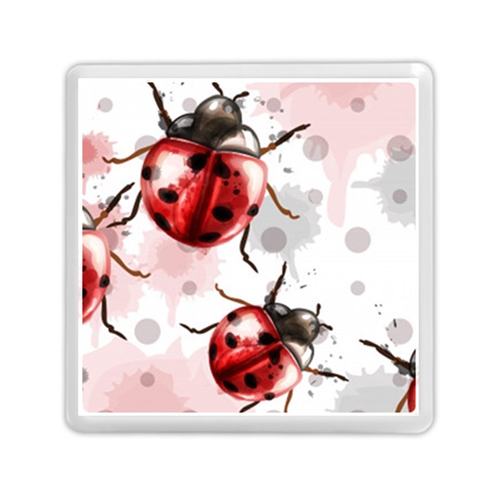 Ladybugs-pattern-texture-watercolor Memory Card Reader (Square)