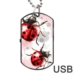 Ladybugs-pattern-texture-watercolor Dog Tag Usb Flash (one Side) by Vaneshart