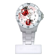 Ladybugs-pattern-texture-watercolor Plastic Nurses Watch by Vaneshart