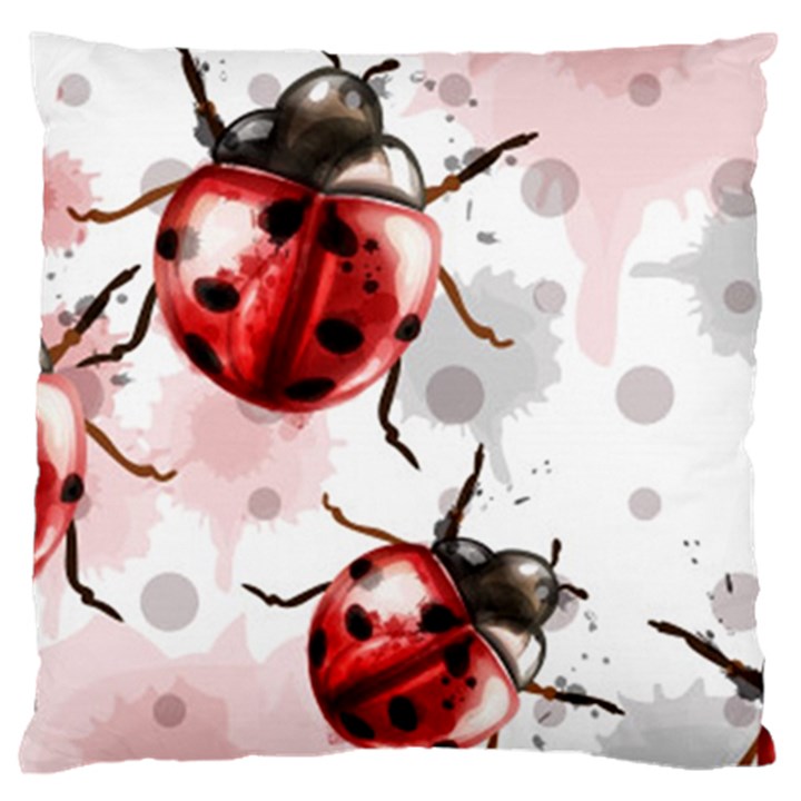 Ladybugs-pattern-texture-watercolor Standard Flano Cushion Case (One Side)