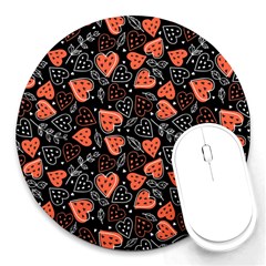 Seamless-vector-pattern-with-watermelons-hearts-mint Round Mousepads by Vaneshart