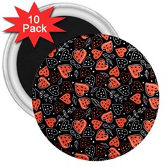 Seamless-vector-pattern-with-watermelons-hearts-mint 3  Magnets (10 Pack)  by Vaneshart