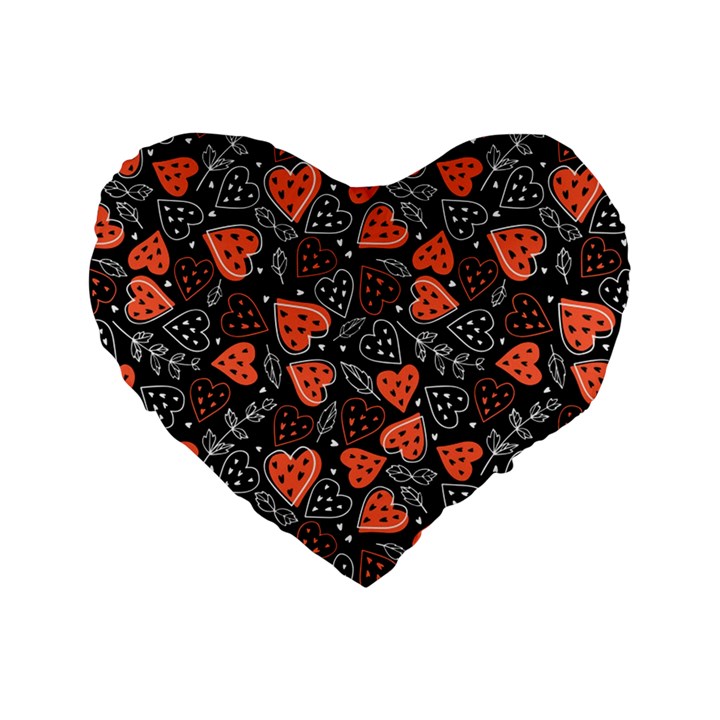 Seamless-vector-pattern-with-watermelons-hearts-mint Standard 16  Premium Heart Shape Cushions