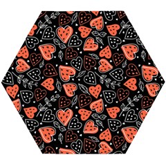 Seamless-vector-pattern-with-watermelons-hearts-mint Wooden Puzzle Hexagon by Vaneshart