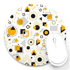 Flat-geometric-shapes-background Round Mousepads by Vaneshart