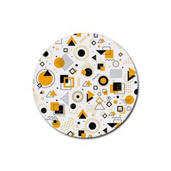 Flat-geometric-shapes-background Rubber Coaster (round)  by Vaneshart