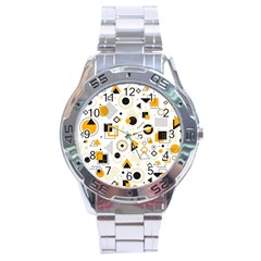 Flat-geometric-shapes-background Stainless Steel Analogue Watch by Vaneshart