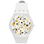 Flat-geometric-shapes-background Round Plastic Sport Watch (M) Front