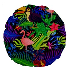 Tropical-exotic-colors-seamless-pattern Large 18  Premium Round Cushions