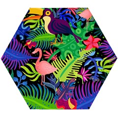 Tropical-exotic-colors-seamless-pattern Wooden Puzzle Hexagon