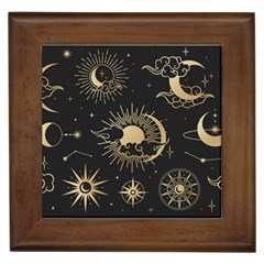 Asian-set-with-clouds-moon-sun-stars-vector-collection-oriental-chinese-japanese-korean-style Framed Tile by Vaneshart